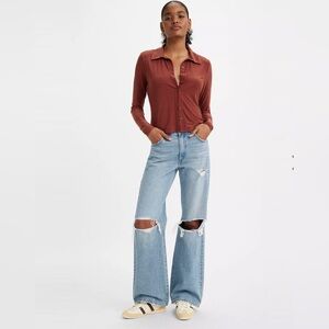 Levi’s baggy Bootcut Women's Distressed Blue Jeans size 27